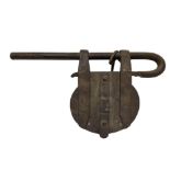 Old iron lock with keys, late nineteenth century, early twentieth century Sicily. About 45 Cm