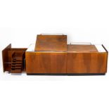 Bed with headboard in mahogany, Italian production. Details in chromed metal and perspex. Cm H