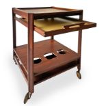 Stildomus, trolley rosewood food with brass details, Wear and tear. 60s 73x56x56 cm