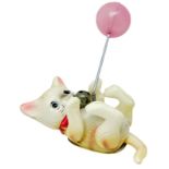 Plastic toy, mechanical playful cat, cat playing with ball, Baravelli, with original box. Length 10