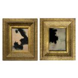 Pair of mirrors with gilded wooden frames, nineteenth century. Cm 58x49.