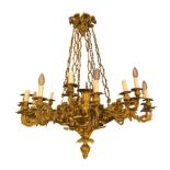 Gilt bronze chandelier, 18 lights, nineteenth century. H cm 100x 100 cm diameter electrified in the