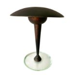 Table lamp, Italian production. With brass frame and green glass base thick Nile. Years 50. 33x35