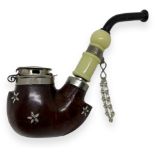Pipe walking with Stelline - Germany. Early 1900s. Long walking with stove pipe and torch briar,