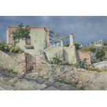 Watercolor depicting landscape of Taormina Lily Giachery (England 1907 - Taormina 1994). 25x35 cm,