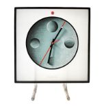 International Acerbis Morphos line, drawing Kurt B. Delbanco clock table satin Plexiglas and