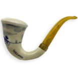 Dutch Pipe with mill - Netherlands. Late 1900s. Dutch pipe with tobacco chamber and ceramic shank,