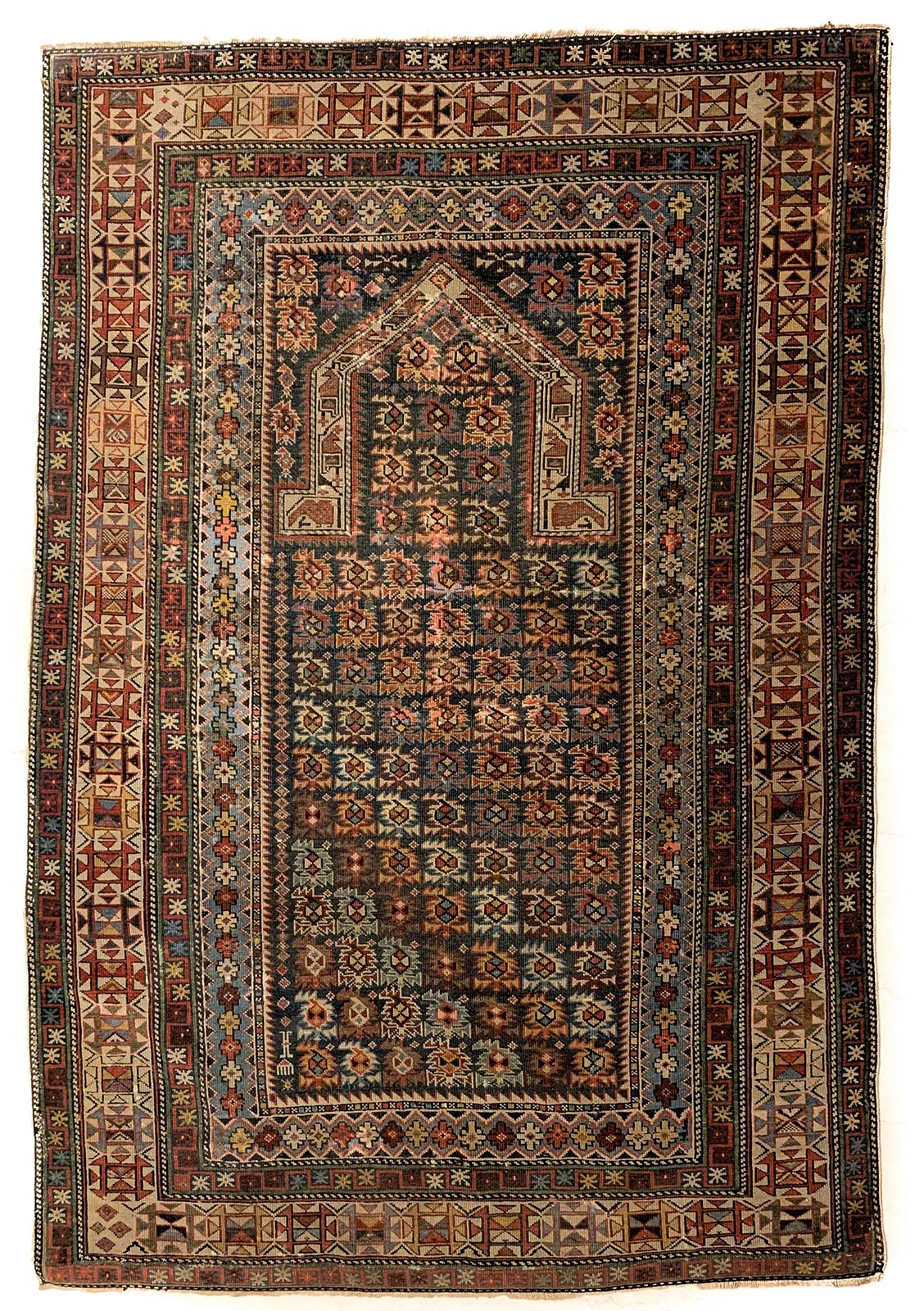 Prayer Rug Shirwan Marasali, Central Caucasus, Late 1800s, cm. 160x115, warp, weave and fleece