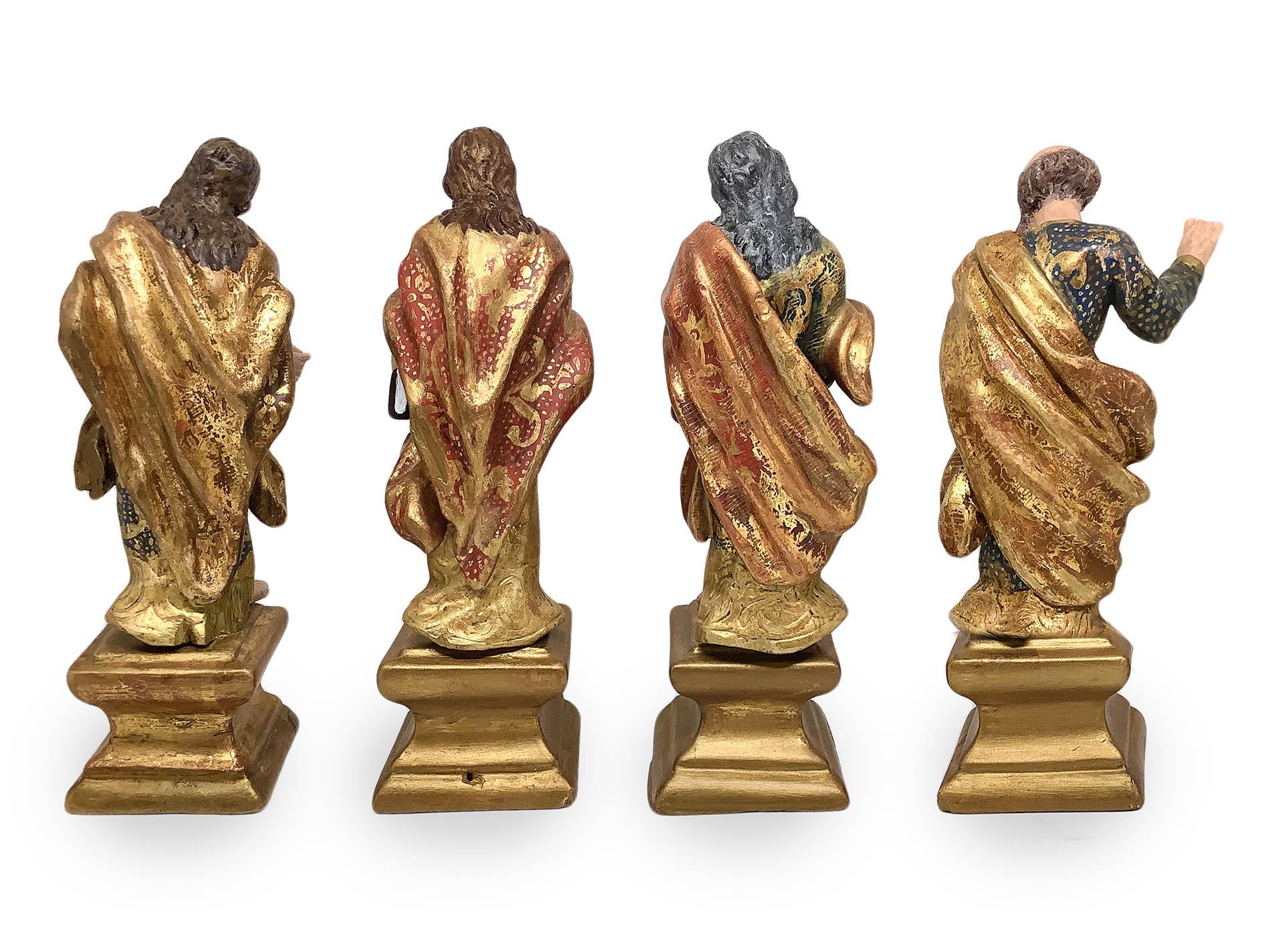 Four polychrome wooden sculptures depicting the four evangelists. Spain, eighteenth century. H 21 - Image 3 of 8