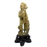 Soapwort stone statuette depicting God Ebisu "God of the richness of the sea and fishing" one of