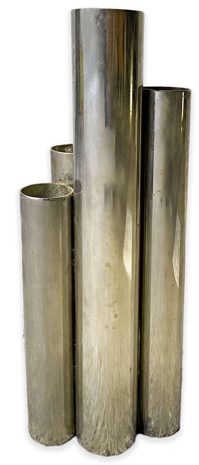 Italian Production, vase in chromed metal composed of more juxtaposed cylinders. Years 60. H cm 18. - Image 5 of 5