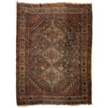 Shiraz Carpet, Southern Persia, Early 1900s, cm. 209 X 170. Meticulous exemplary geometric