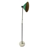 Stilux Milano floor lamp with brass structure, marble base and diffuser lacquered in green and