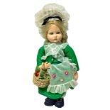 Doll "PIEMONTESINA" Lenci, Turin, Italy, in 1979 c.ca. Hand made with mohair hair, painted eyes,