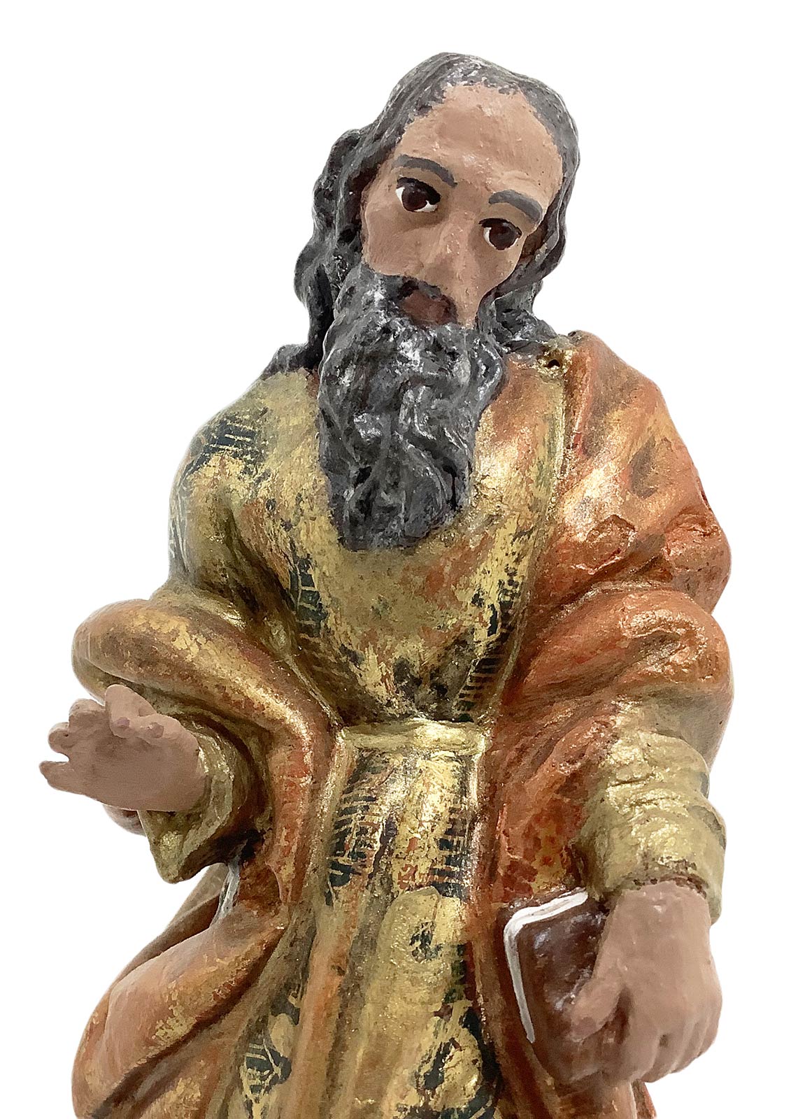 Four polychrome wooden sculptures depicting the four evangelists. Spain, eighteenth century. H 21 - Image 6 of 8