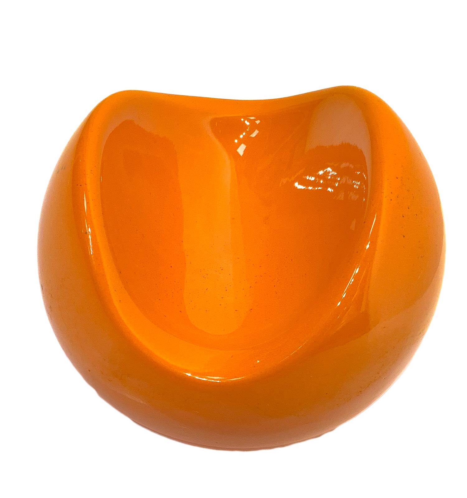 Italian Production. Pen Holder spherical ceramics in shades of orange. 70s. , 15 cm diameter. Signs - Image 3 of 5