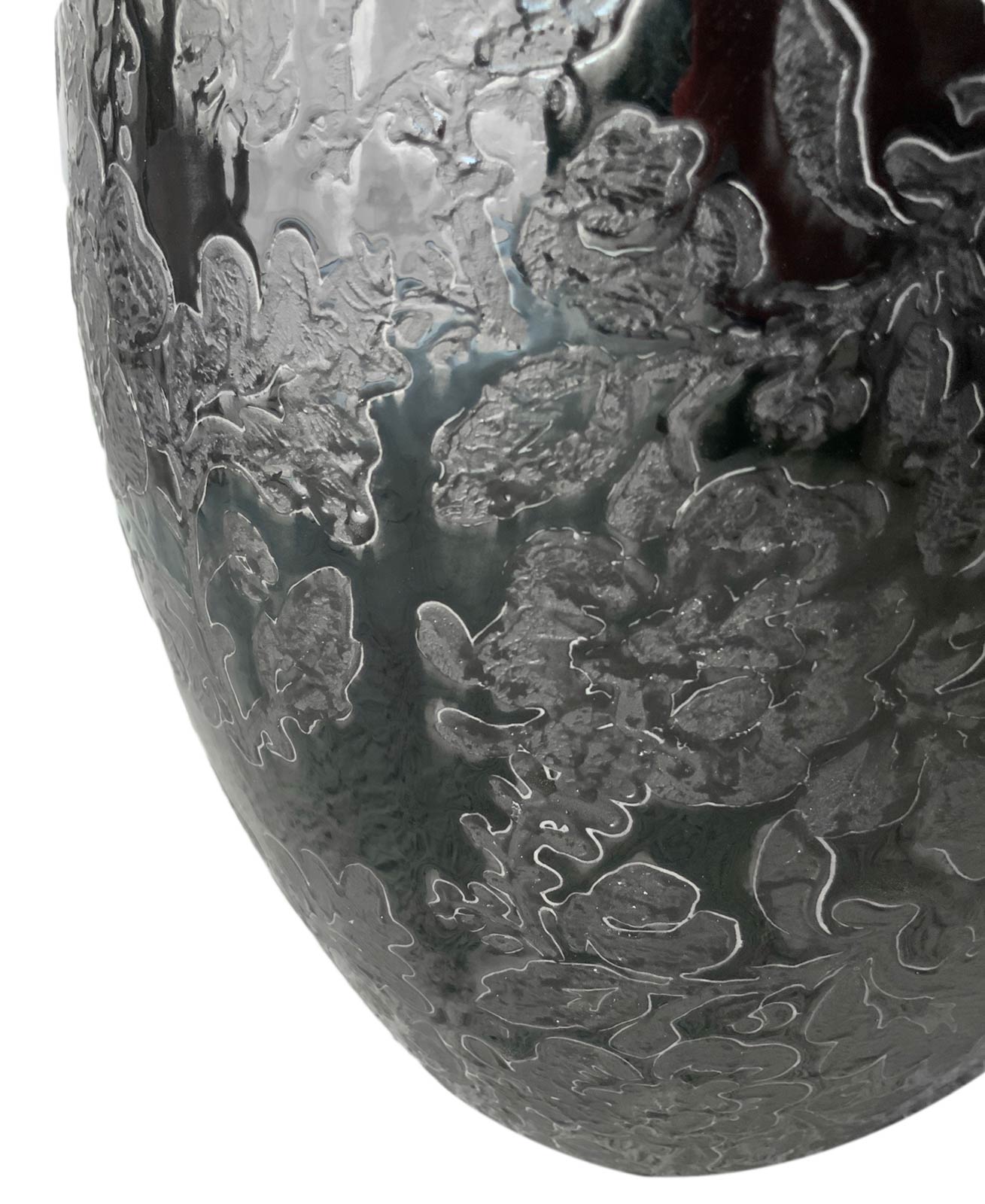 Ceramic Vase, Italian production of the anthracite tones decorated with floral elements. 70. Cm 40 - Image 3 of 5