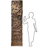 Large wooden panel, India. Carved depicting Krishna oriental god. H 200 cm width 56 cm depth 12 cm