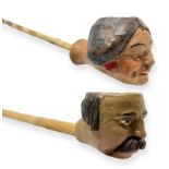 Pair of Pipe. "Compare Alfio" - Hand painted. Catania, Sicily. Late 1900s. Pipe with tobacco