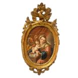 Oil paint on oval canvas depicting the Holy Family, attributed to Vito D'Anna (Palermo, 1718 -