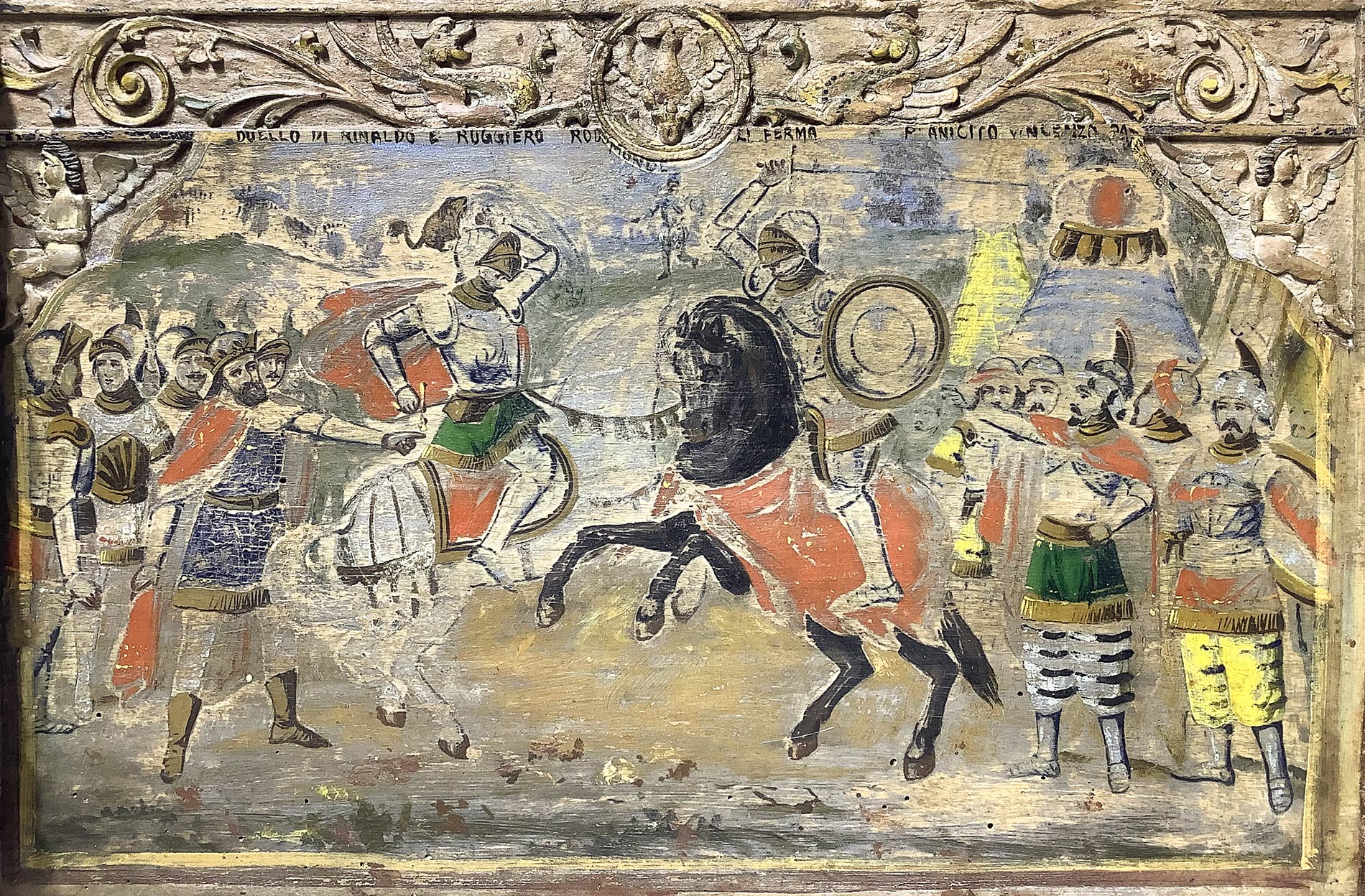 Sponda Sicilian cart in two sections, Sicily nineteenth century. Depicting duel between Rinaldo and - Image 3 of 8