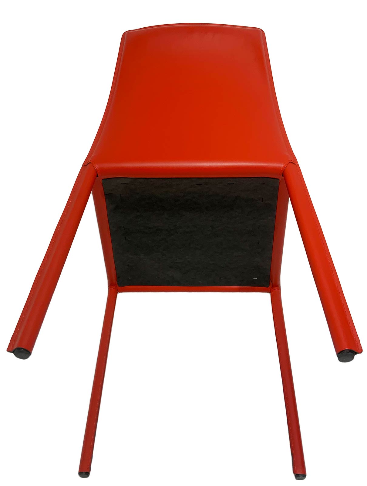 Ranked # 4 chairs with metal frame, covered in leather red, Italian production. - Image 7 of 7