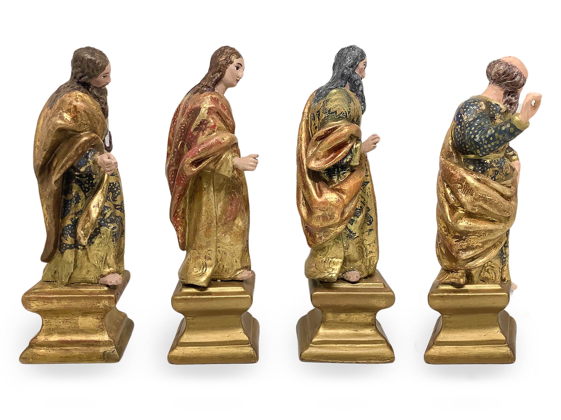 Four polychrome wooden sculptures depicting the four evangelists. Spain, eighteenth century. H 21 - Image 2 of 8