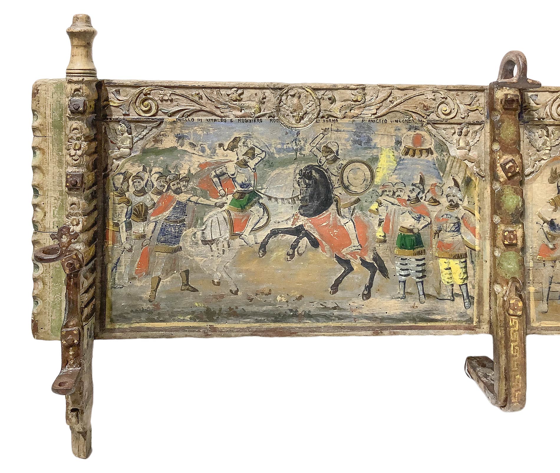 Sponda Sicilian cart in two sections, Sicily nineteenth century. Depicting duel between Rinaldo and - Image 2 of 8