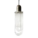 Mazzega Murano, design Carlo Nason, pendant lamp, elements in a iced glass processing,