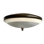 Lumi Milan, small Ceiling with lacquered aluminum and brass structure, printed glass diffuser.