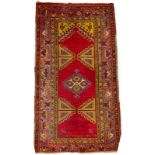 Cianakkale Carpet , Western Anatolia,1920-30, cm. 230 X 120, warp, weft and wool fleece. Excellent
