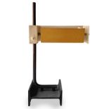 Reggiani, Goffredo Reggiani drawing, metal table lamp, black lacquered base, craquele finish,