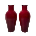 Couple of red vases, Venini. Signed Venini. H 37 cm