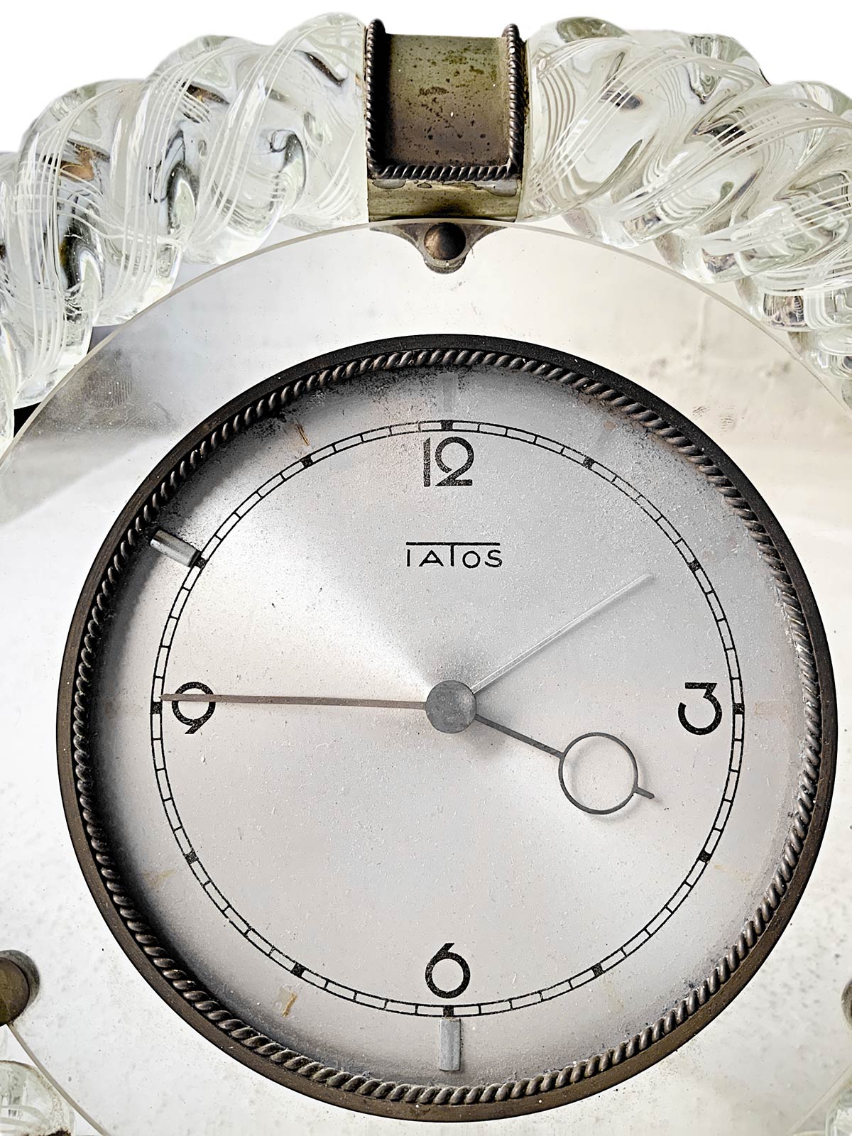 Barovier and Toso, clock with glass structure, processing with inclusions of watermark. Brass - Image 3 of 4