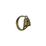 Ring with representation of a padlock, in silver. Italy. Nineteenth century. On the part of the
