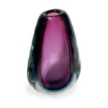 Seguso, Murano, design Flavio Poli, vase made of transparent glass with submersion in amethyst and