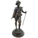 Patinated bronze depicting a young dog with stick, 19 th Century. H 43 cm
