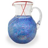 Swedish Production Kosta Boda, the body in glass jug globular shape in shades of blue red details.