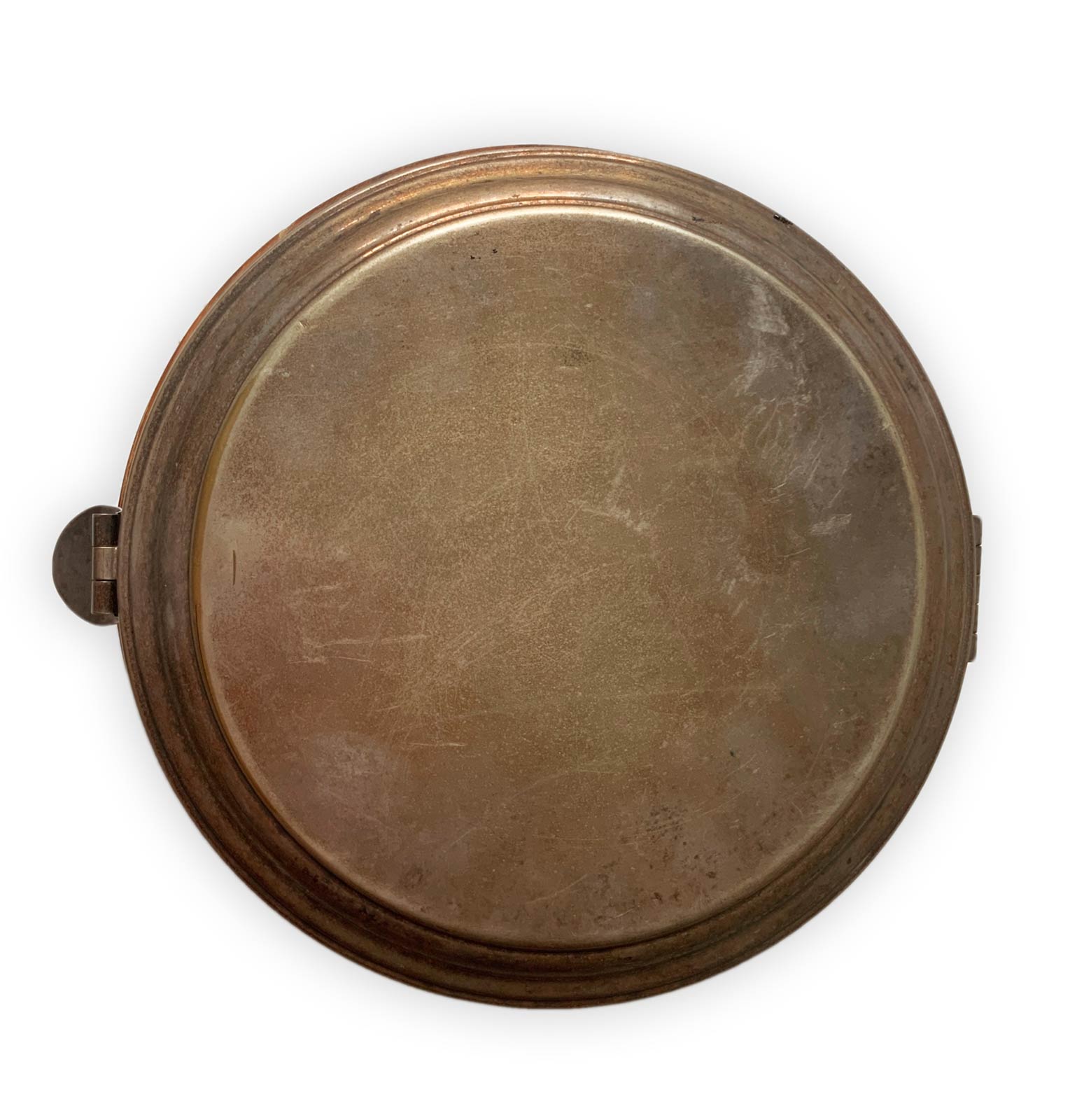 Italian Production, compost in a circular base form of walnut and silver metal lid, Wear and tear. - Image 5 of 5