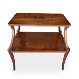 Old Art Nouveau table of Louis Majorelle, France Liberty. In wood with light wood inlays. Signed on
