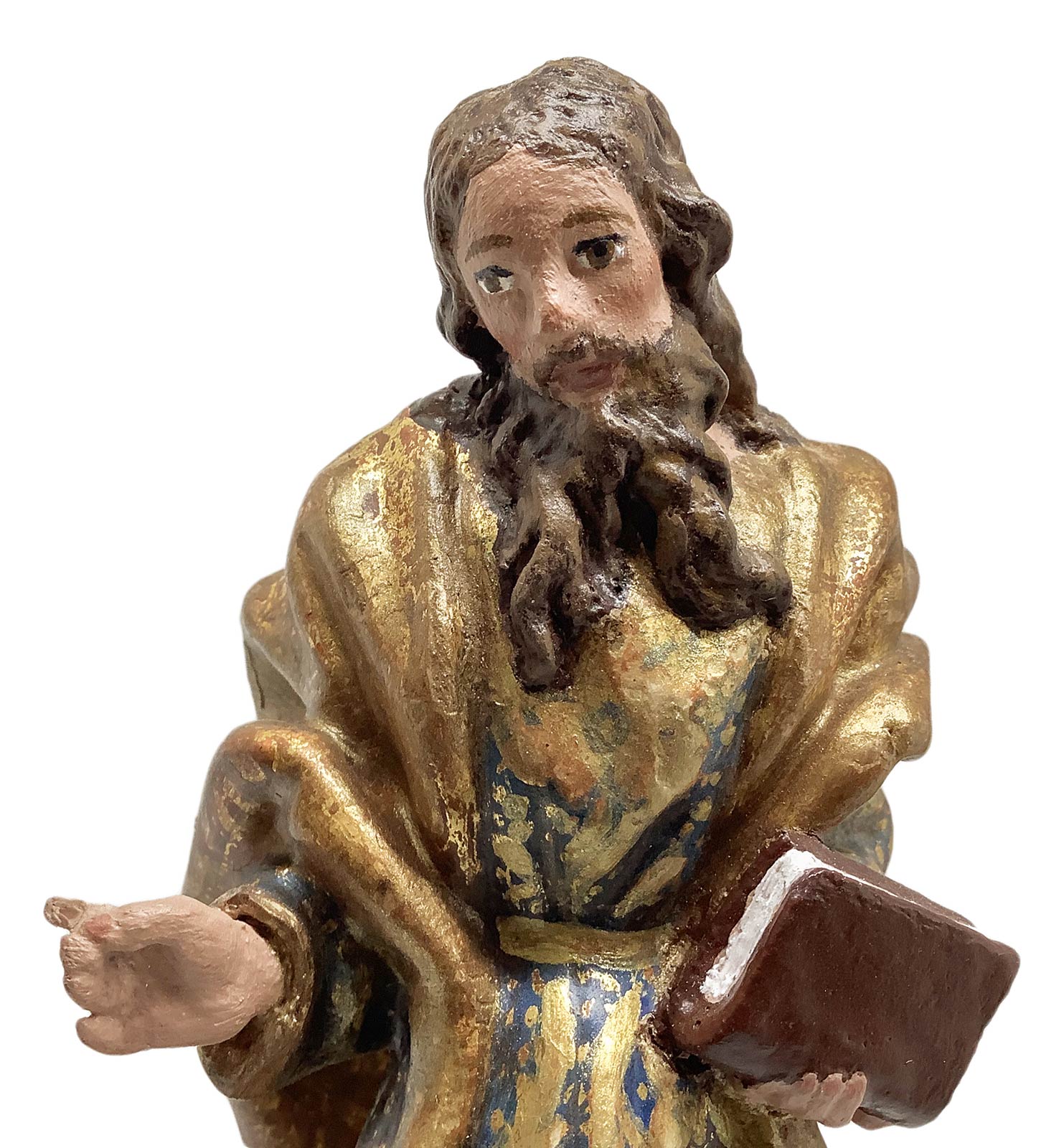 Four polychrome wooden sculptures depicting the four evangelists. Spain, eighteenth century. H 21 - Image 5 of 8
