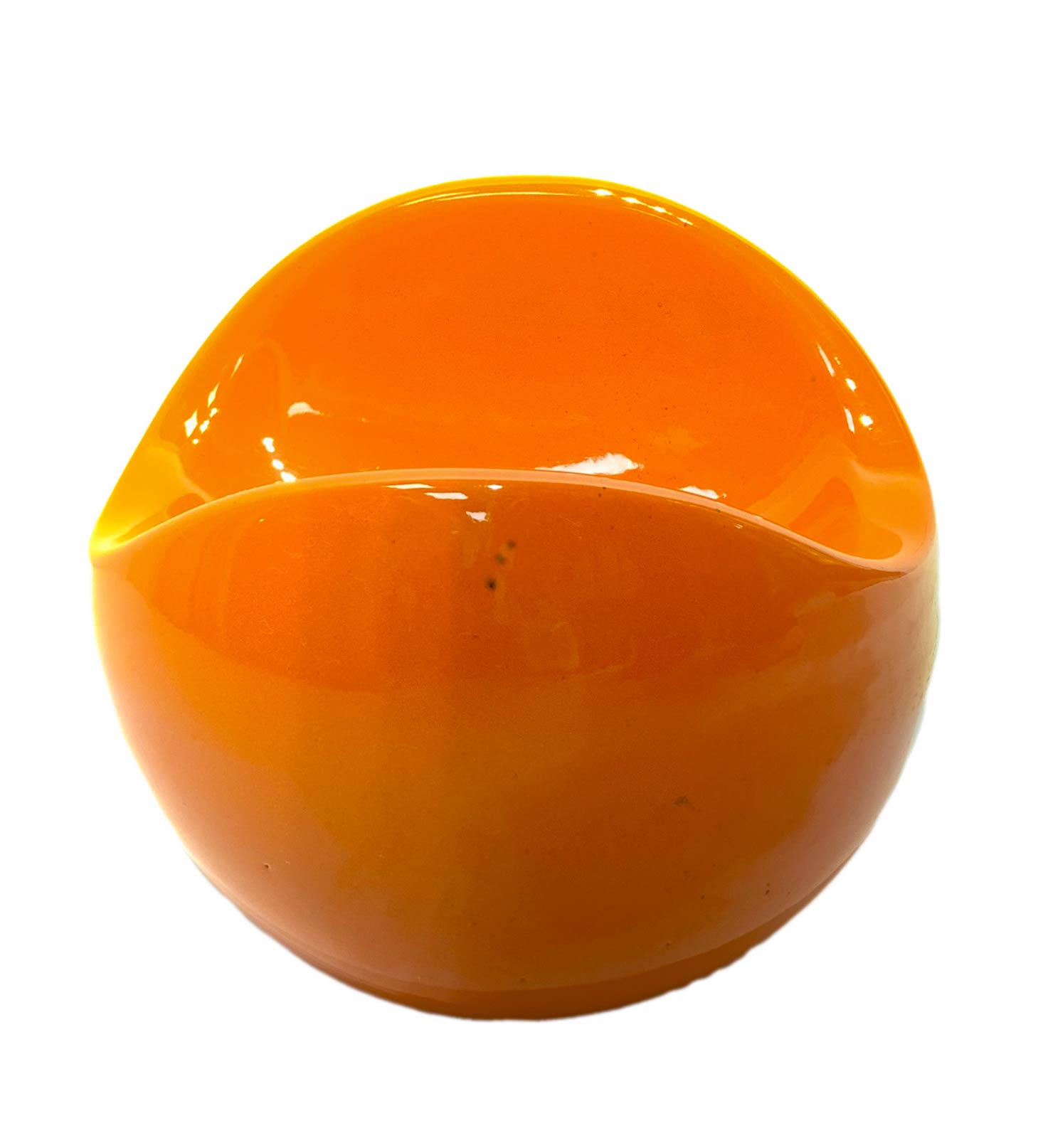 Italian Production. Pen Holder spherical ceramics in shades of orange. 70s. , 15 cm diameter. Signs - Image 4 of 5