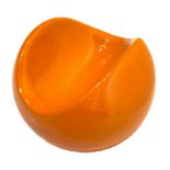 Italian Production. Pen Holder spherical ceramics in shades of orange. 70s. , 15 cm diameter. Signs