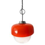 Lamp glass suspension, Vistosi, allegedly by Ettore Sottsass. Composed of two bodies: one in