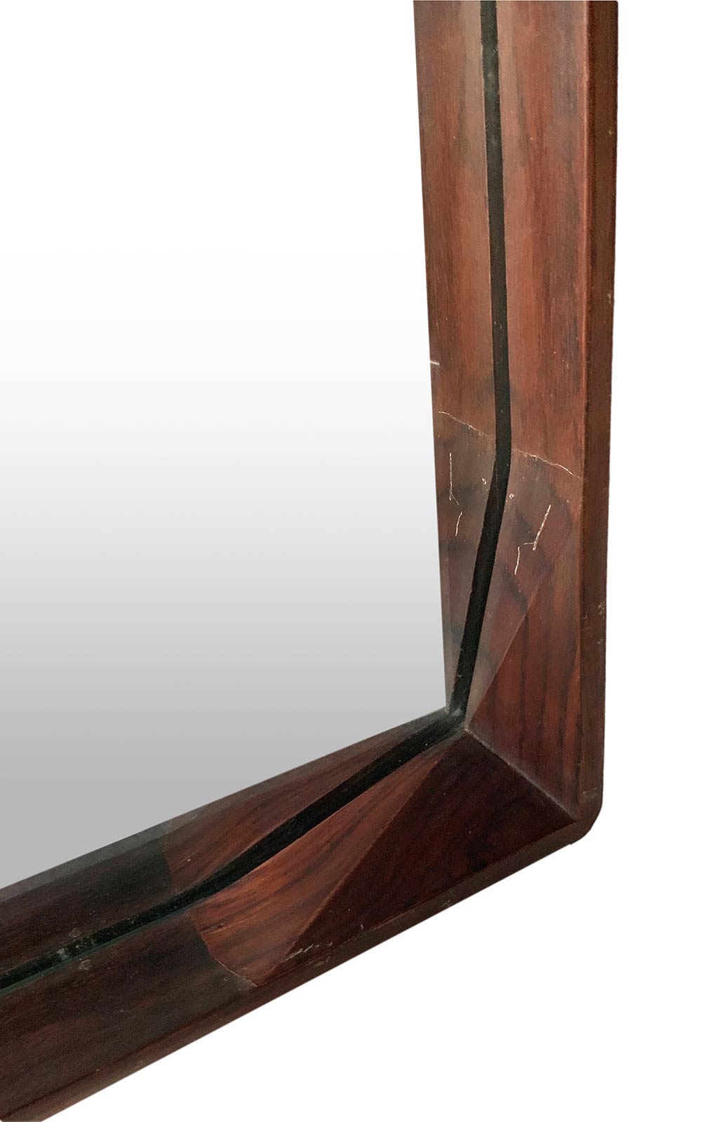 Thirteen, D. Cavalli drawing, mirror in teak wood corners with diamond machining, Wear and tear. - Image 3 of 4