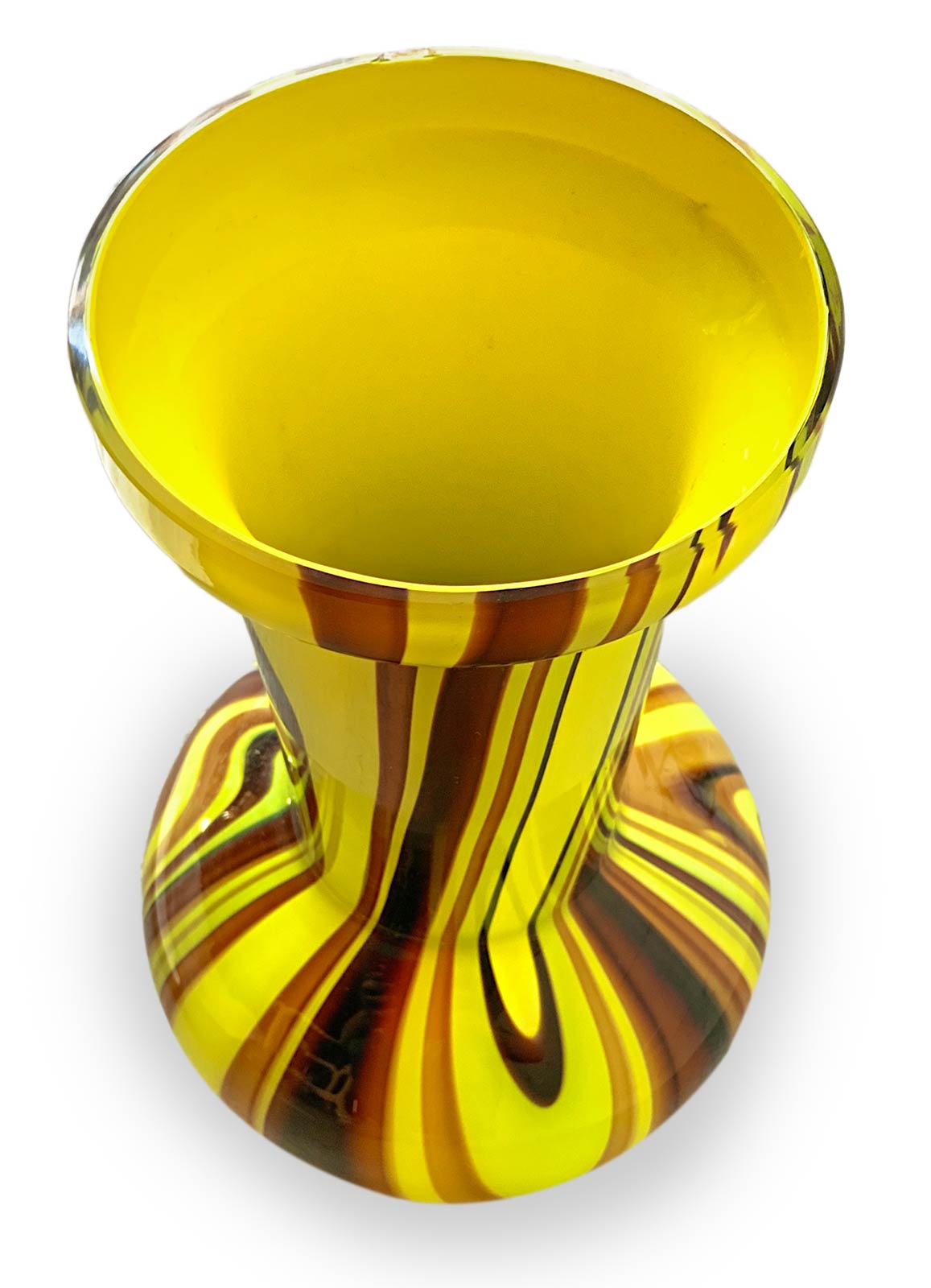 Carlo Moretti, Murano. Variegated glass vase with yellow and shades of brown, spherical body, tall - Image 2 of 4