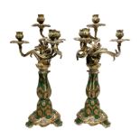 Pair of candlesticks in the style of Jacob Petit (1796-1868 Paris), France. With porcelain base