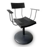 Zeus Milan, M. Peregalli design. Chair with black lacquered steel frame, seat and back foam black.