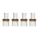Group of 4 wooden chairs, Italian production in the style of Paolo buffa. With high lacquered