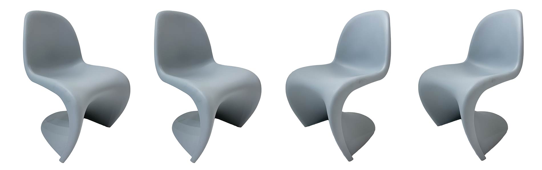 Vitra, Panton design. N. 4 plastic chairs thermo formed in shades of gray. Signature at the base.